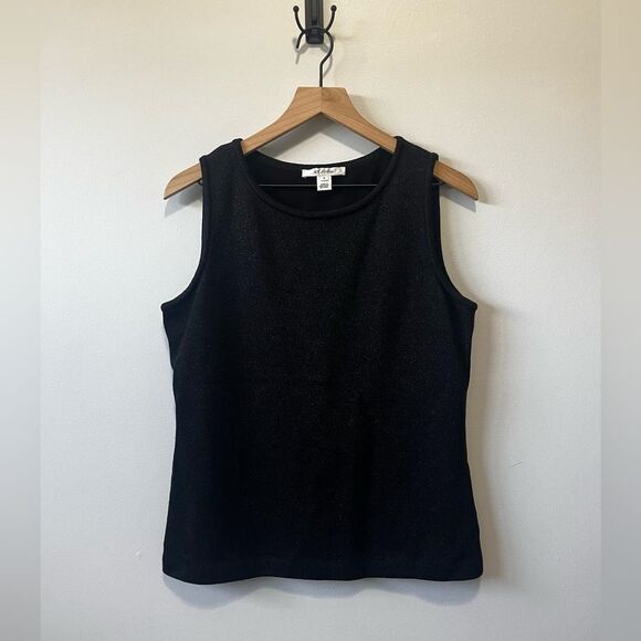 ST. JOHN Black Wool Blend Sleeveless Tank Sweater Top M - Picture 1 of 7